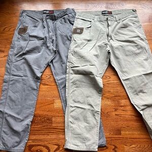 Wrangler Riggs Workwear Lot of 2 Pants 36x30 Carpenter Cargo Stone Grey Khaki